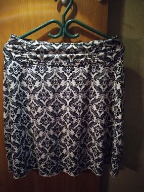 Black & White Damask A-Line Skirt